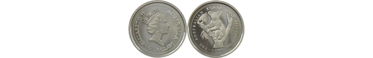 AUSTRALIA 5 $ 1994 KOALA PLATYNA 1/20 UNCJI